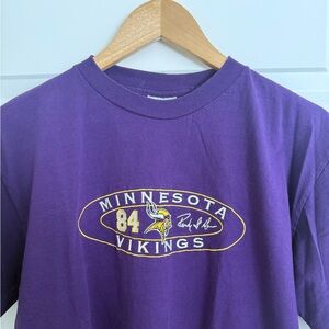 Vintage 90s Minnesota Vikings Randy Moss T-Shirt NFL Sz L Embroidered Purple HOF